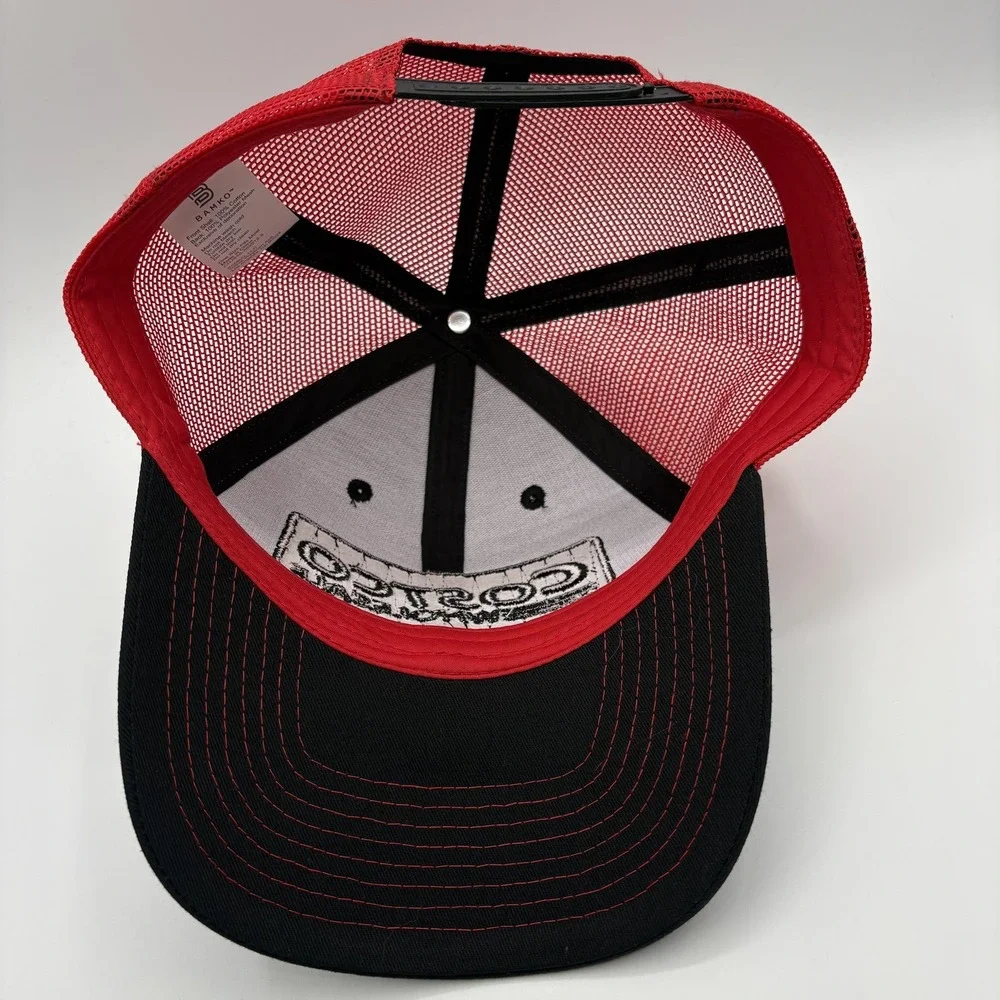 Costco Wholesale Hat BAMKO Trucker Snap Back One Size Mesh Black Red Cap Logo